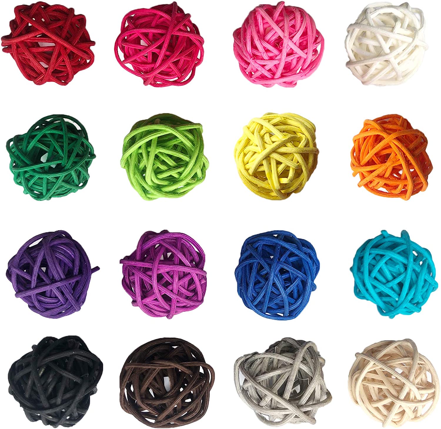 Benvo Rattan Balls 32 Pack 1.2 inch Wicker Ball Birds Quaker Parrot Parakeet Chewing Pet Bite Ball